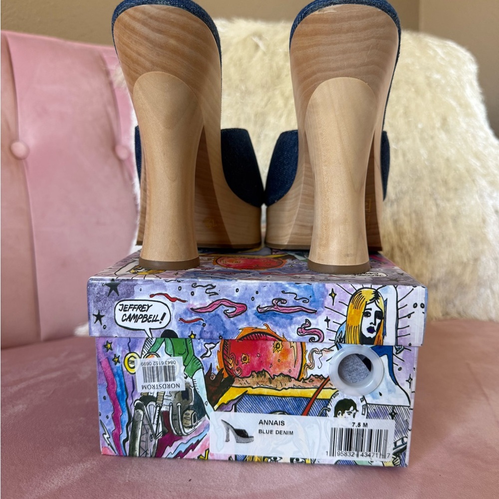 Jeffrey Campbell Denim Blue Platform Slide Heels worn once only! - Picture 10 of 10